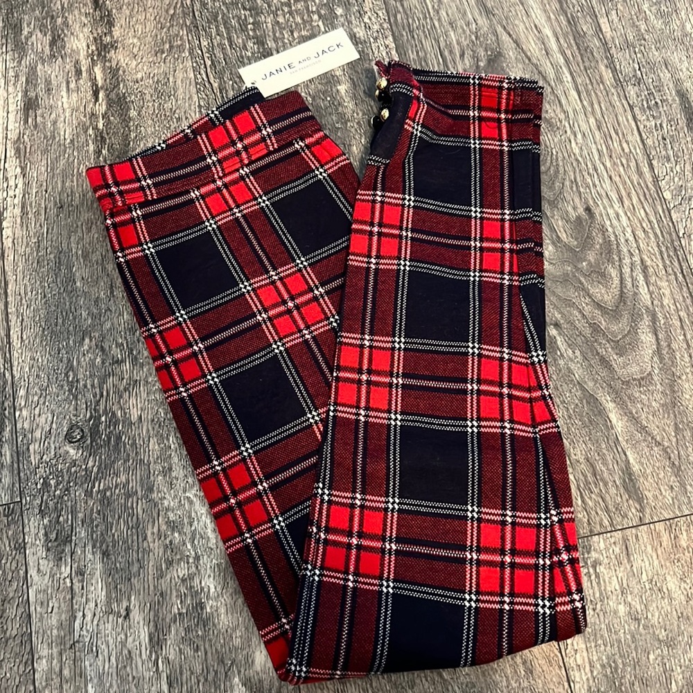 Janie & Jack size 7 girls Tartan button cuff pant new leggings